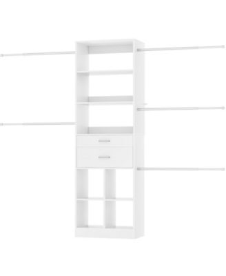 4-8 FT Walk-in Adjustable Closet Organizer System with 2 Drawers and 5 Rods, Fits 60-96'' Closets