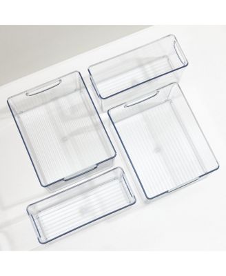 Plastic Stackable Pantry Bins with Handles, 4 Pack