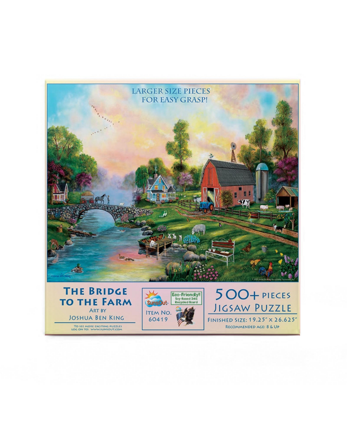 SunsOut Bridge to the Farm 500 piece Jigsaw Puzzle for Adults Large Pieces