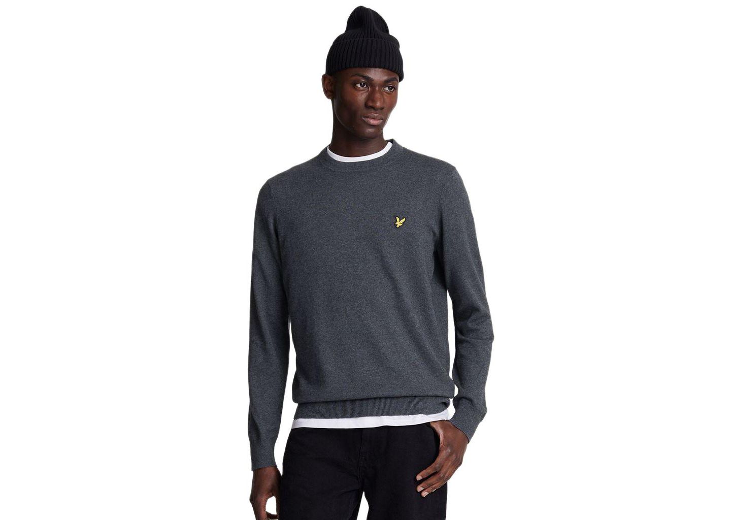 Мужской свитер Lyle & Scott Cotton Merino Crew Neck, цвет: Угольный меланжевый — фото 1