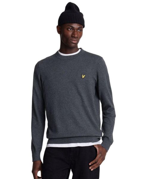 Мужской свитер Lyle & Scott Cotton Merino Crew Neck, цвет: Угольный меланжевый