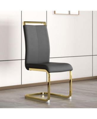 Modern Gray PU Leather Dining Chairs (Set of 4)