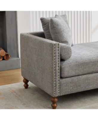 Upholstered Chaise Lounge Sleeper Sofa Daybed with Pillows