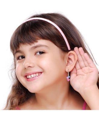 Girls Heart Dangle White Gold Paladdium Leverback Earring