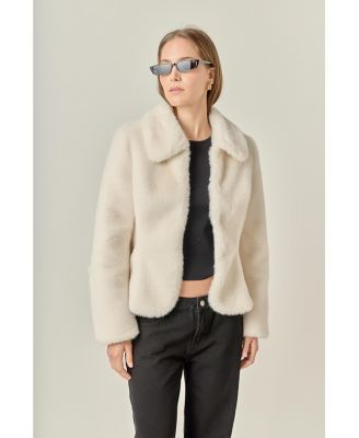 Women's Peplum Faux Fur Coat