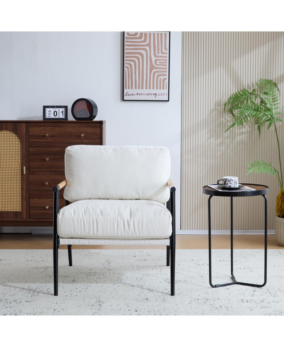 Streamdale Furniture Streamdale Modern Plush Chair Metal Frame, Wooden Armrests