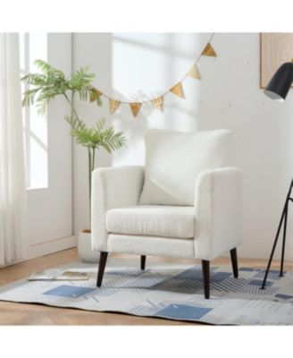 Teddy Fabric Accent Armchair with Waist Pillow for Living Room/Bedroom