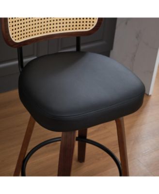 Rattan Counter Height Swivel Bar Stools (Set of 3)