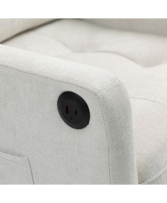 Accent Chenille Chair w/ USB Ergonomic Back Retro Legs