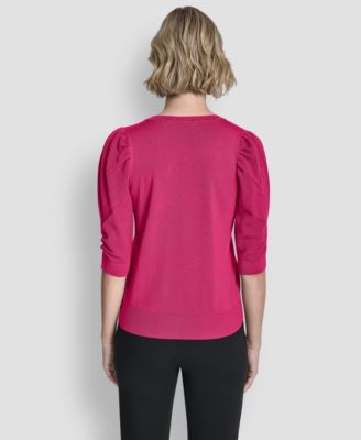 Women's Puff-Sleeve V-Neck Sweater