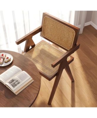 Mid Century Rattan Dining Chairs - Set of 2 Brown