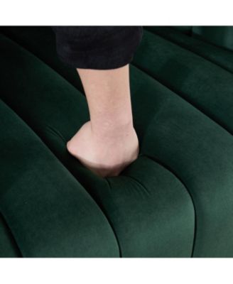 Swivel Velvet Barrel Chair & Ottoman with Pillows - GREEN