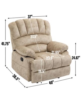 Large Manual Recliner Chair in Fabric for Living Room