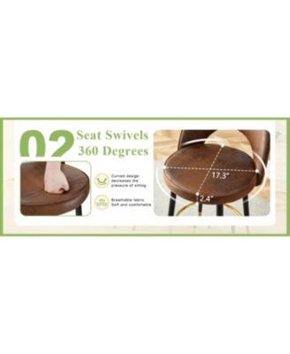  360 Brown Fabric Bar Chairs (Set of 2)