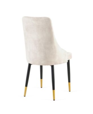 Beige Dining Chairs Set of 2 Living Room Chair Modern Kitchen Armless Side Chair