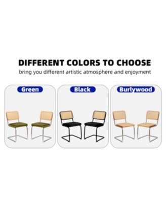 + Set of 2 + Velvet Rattan + Chrome Legs + Dining Chairs