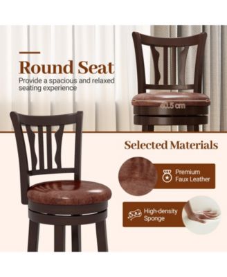 30'' Bar Height Swivel Bar Stools Set of 4 w/Back & Faux Leather Seat