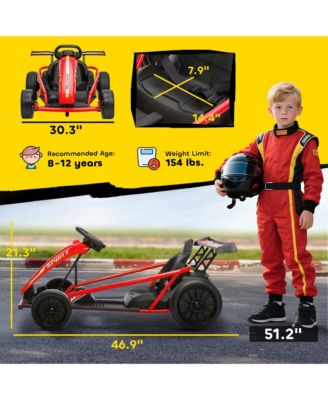 24V 8.1 MPH Electric Drift Kart for Kids with Dual Motors,