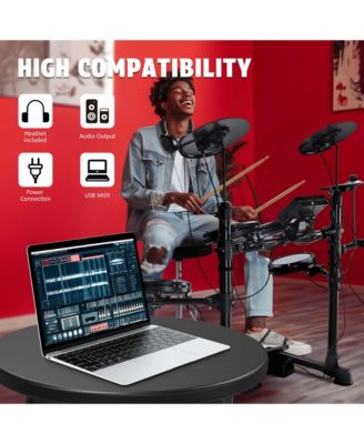 Electric Drum Set Adult Digital Silent Drum Kit 8" w/ Throne Beginner for Apartment