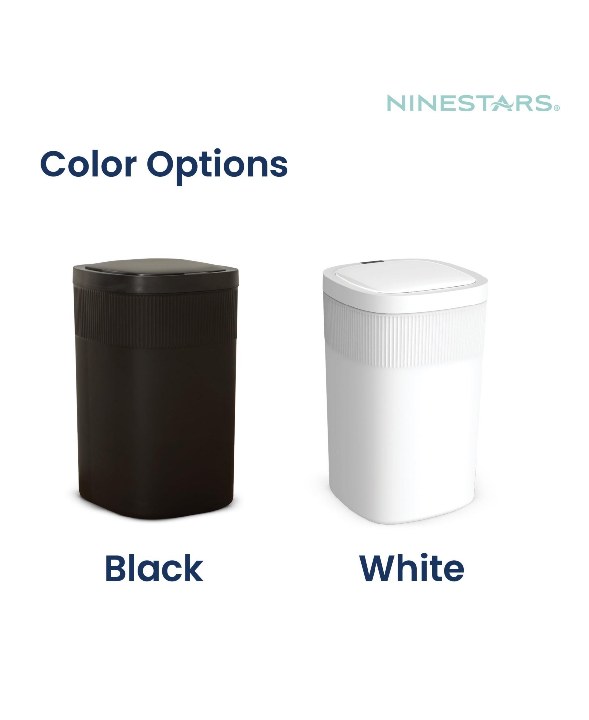 Ninestars 13 Gallons Automatic Kitchen Trash Can, 50 Liters Touchless Motion Sensor Trash Can Black Plastic