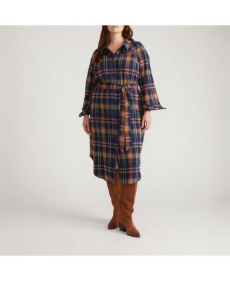 Women's Morgan Belted Stretch Flannel Shirtdress