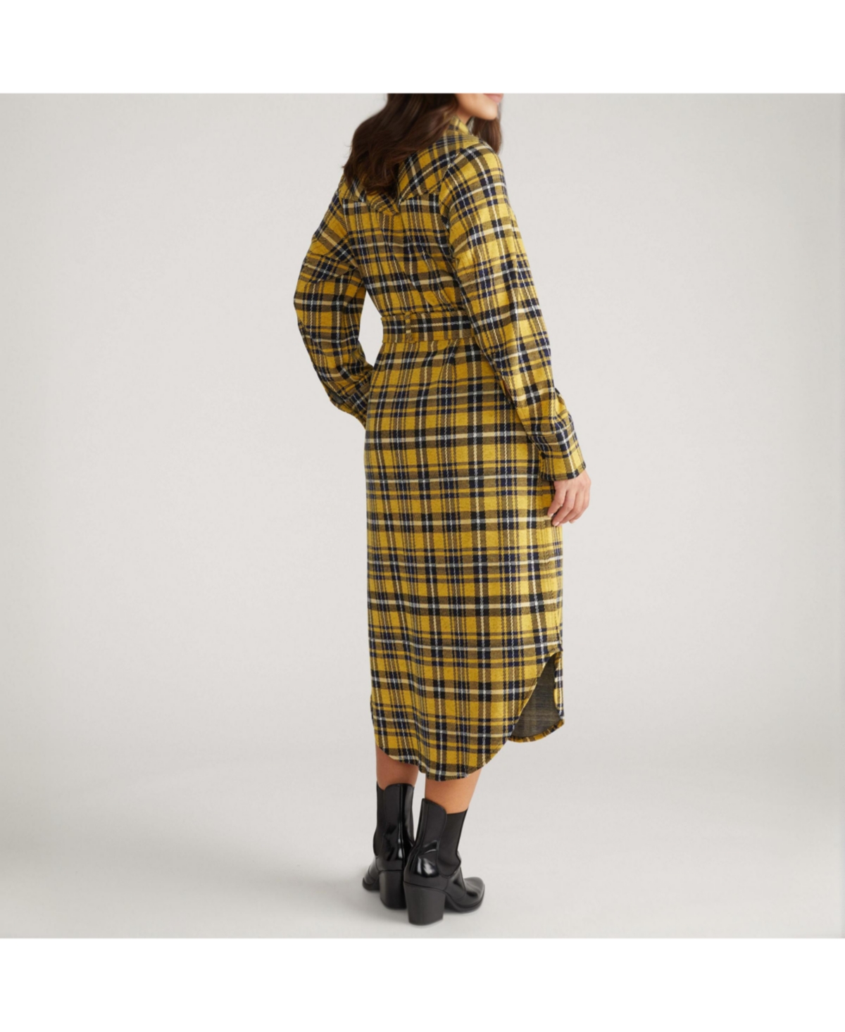 Universal Standard Plus Morgan Belted Stretch Flannel Shirtdress