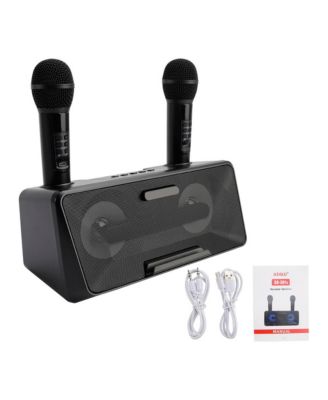 Portable Karaoke Speaker System with 2 Wireless Mics, 20W HiFi Sound, Bluetooth & AUX for Parties and Camping