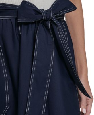 Women's Knit Bodice Twofer and Midi Skirt Dress