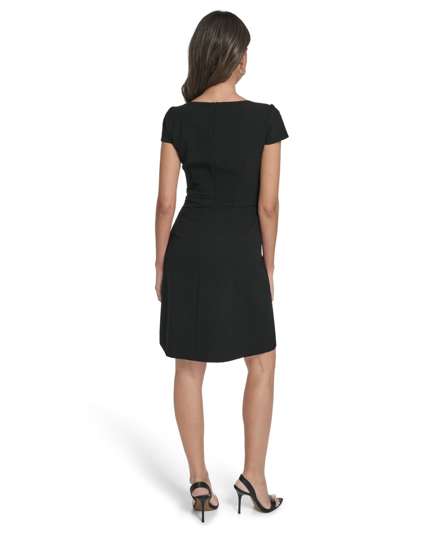 Женское платье Vince Camuto Signature Stretch Cap-Sleeve Fit And Flare, цвет: Чёрный — фото 5