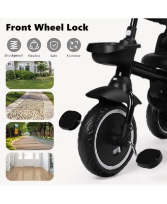 Kids Tricycle Stroller, 8 In 1 Folding Toddler Trike w/Adjustable Push Handle