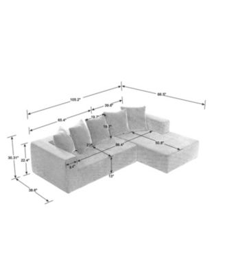 Chenille Modular Sectional Sofa, Cloud Couch for Living Room