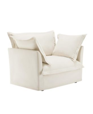 Comfortable Slipcover Armchair with Back Cushion and Toss Pillows