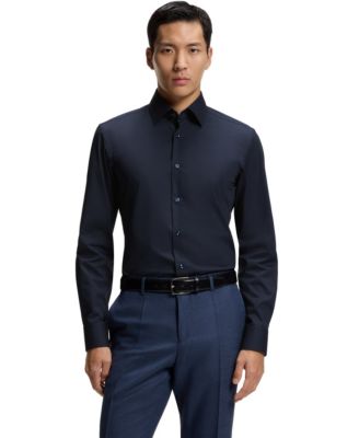 Men's Stretch-Cotton Poplin Slim-Fit Dress Shirt