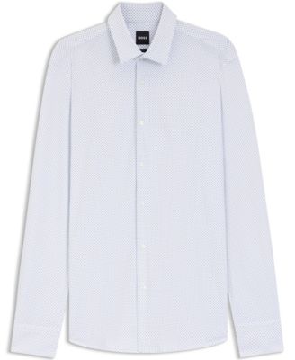 Men's Printed Performance-Stretch Slim-Fit Dress Shirt