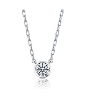 Dainty Round CZ Bezel-Set Minimalist Pendant Necklace