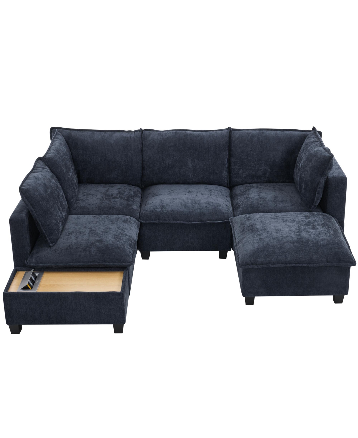Streamdale 90" U-Shaped Sectional Sofa w/ Ottoman & Charging Table