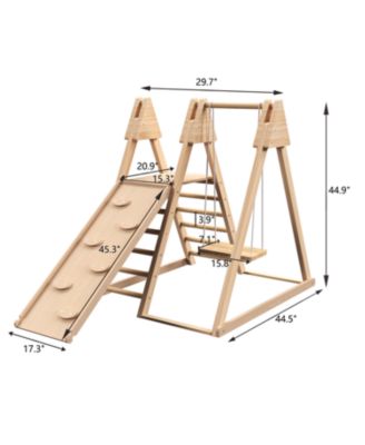  4-in-1 Juniper Foldable Indoor Play Gym for Kids Swing, Slide, Ladder, Climbing Wall