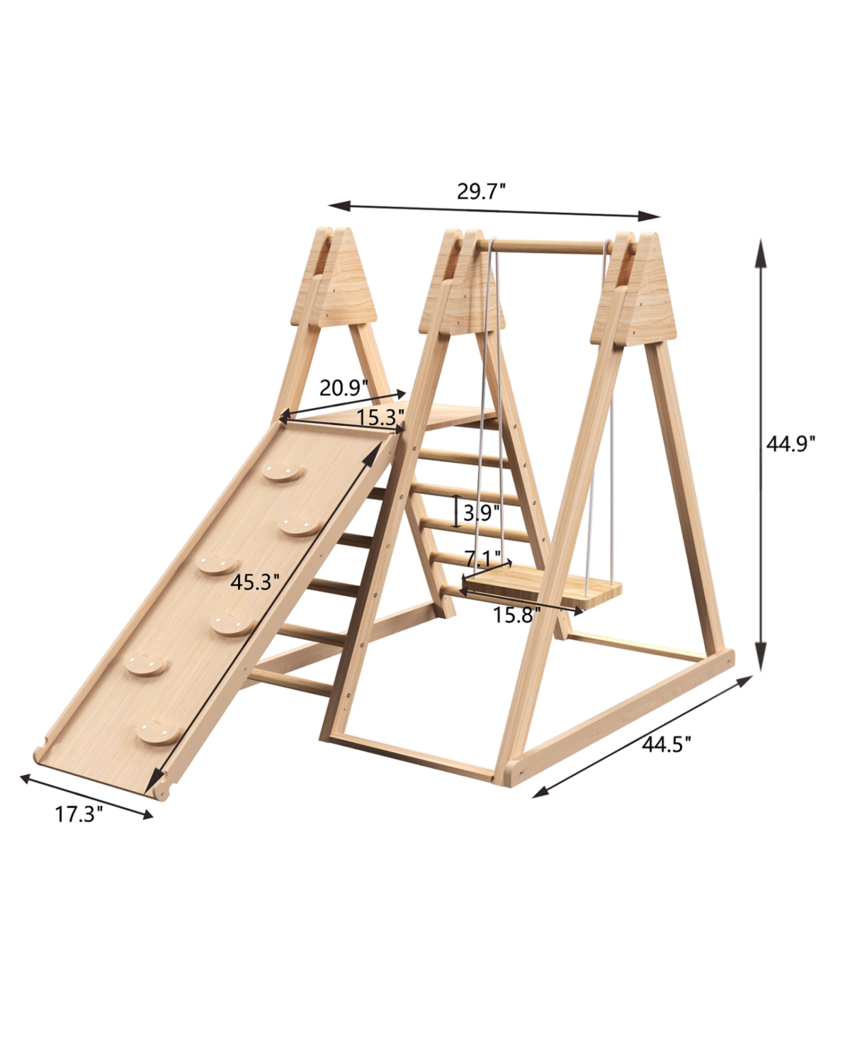 Streamdale Furniture 4-in-1 Juniper Foldable Indoor Play Gym for Kids Swing, Slide, Ladder, Climbing Wall