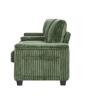 Corduroy Sofa Couch 133" w/ USB Storage & Cup Holders