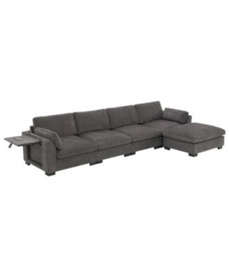 130" Modular Sectional Sofa with Folding Table & Charging