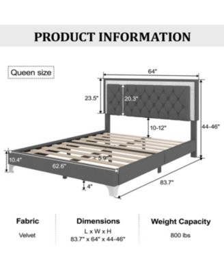 Streamdale Queen Upholstered LED Bed Set with 2 Nightstands