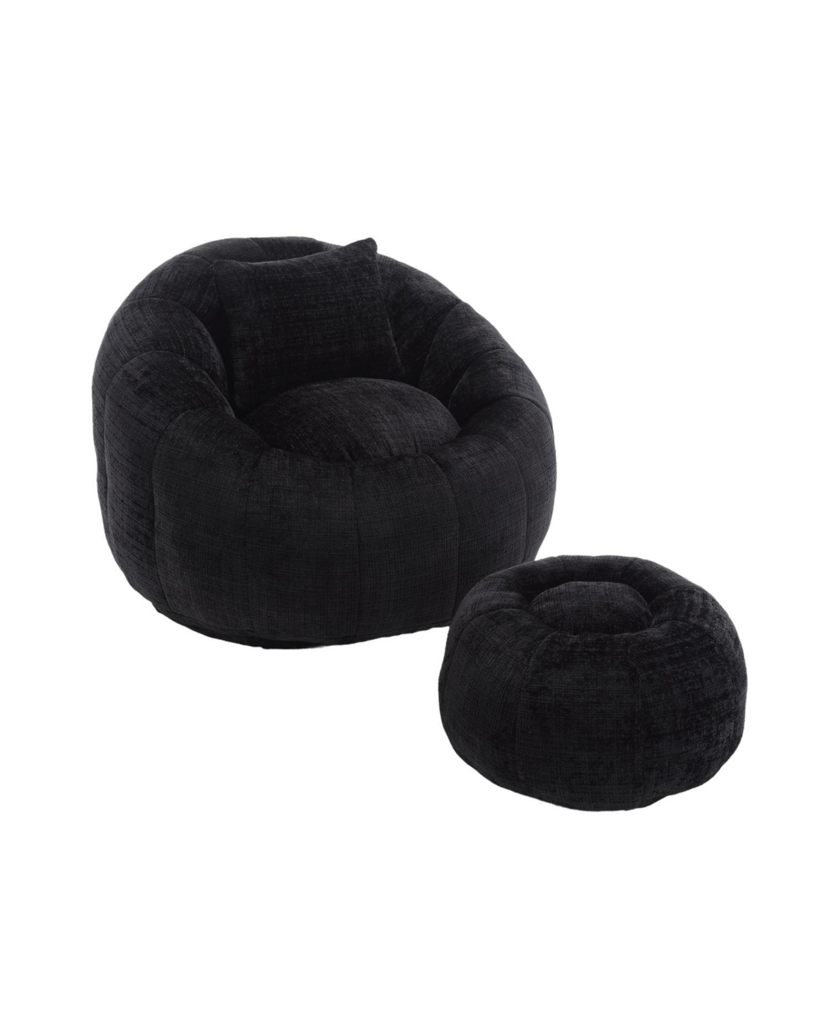 Streamdale Furniture Modern Xl Round Bean Bag Chair w/ Footrest & Pillow