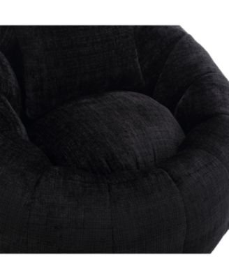 Modern XL Round Bean Bag Chair w/ Footrest & Pillow