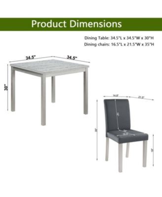 5-Piece Silver Grey Dining Set with Upholstered Chairs