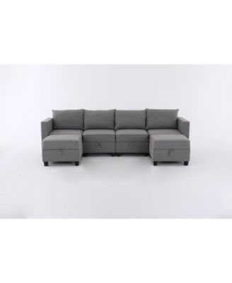 Convertible Modular Sectional Sofa Couch - Dark Grey