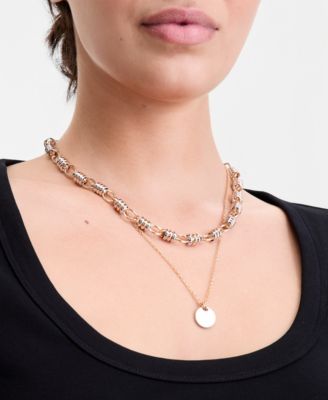 Gold-Tone Stone Pendant Layered Necklace, 18" + 3" extender