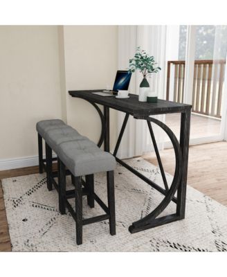 Industrial Bar Table Set with Power Outlet