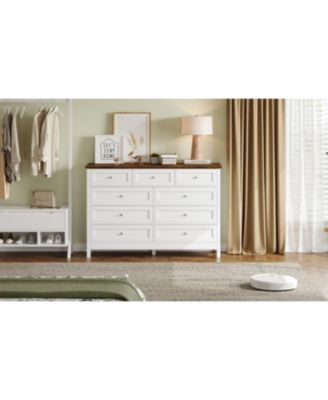  Rustic White 9-Drawer Dresser