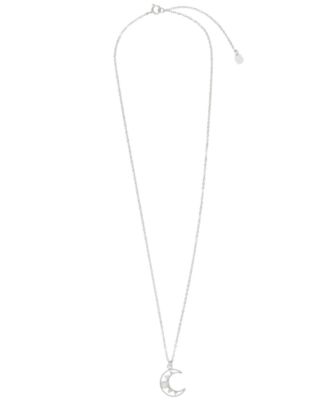 Cubic Zirconia & Simulated Opal Moon Pendant Necklace