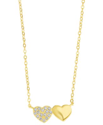 Cubic Zirconia Two Hearts Pendant Necklace